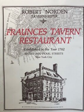 Vintage 1970’s Rare Fraunces Tavern Restaurant New York City Menu